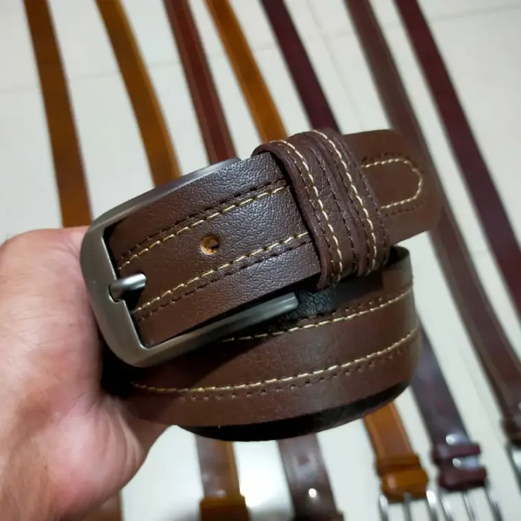 Premium dark brown leather belt