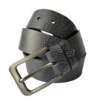 Textured black leather belt