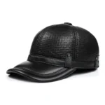 Black leather baseball cap
