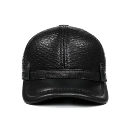 Men's leather baseball cap