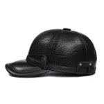 Black leather cap for men