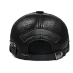 Genuine leather strap-back hat