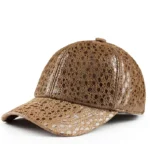 Reptile print leather baseball cap