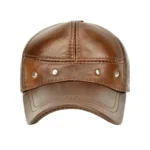Camel leather baseball cap