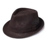 Distressed leather trilby hat