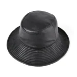 Black leather bucket hat