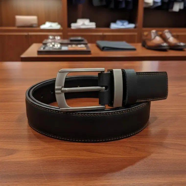 Classic black leather belt