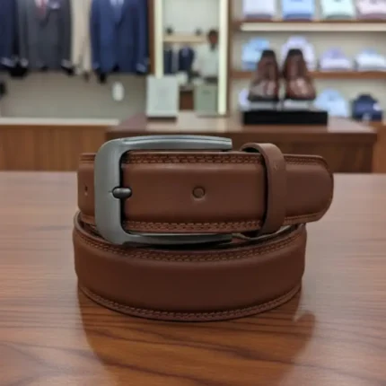 Tan leather belt for men