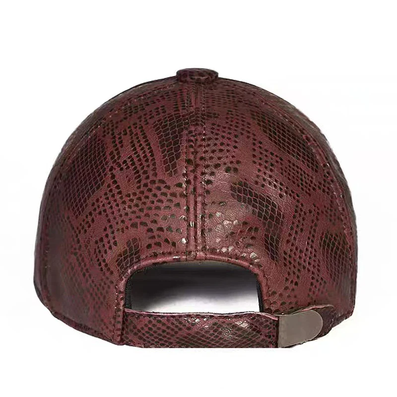 snakeskin leather cap for men