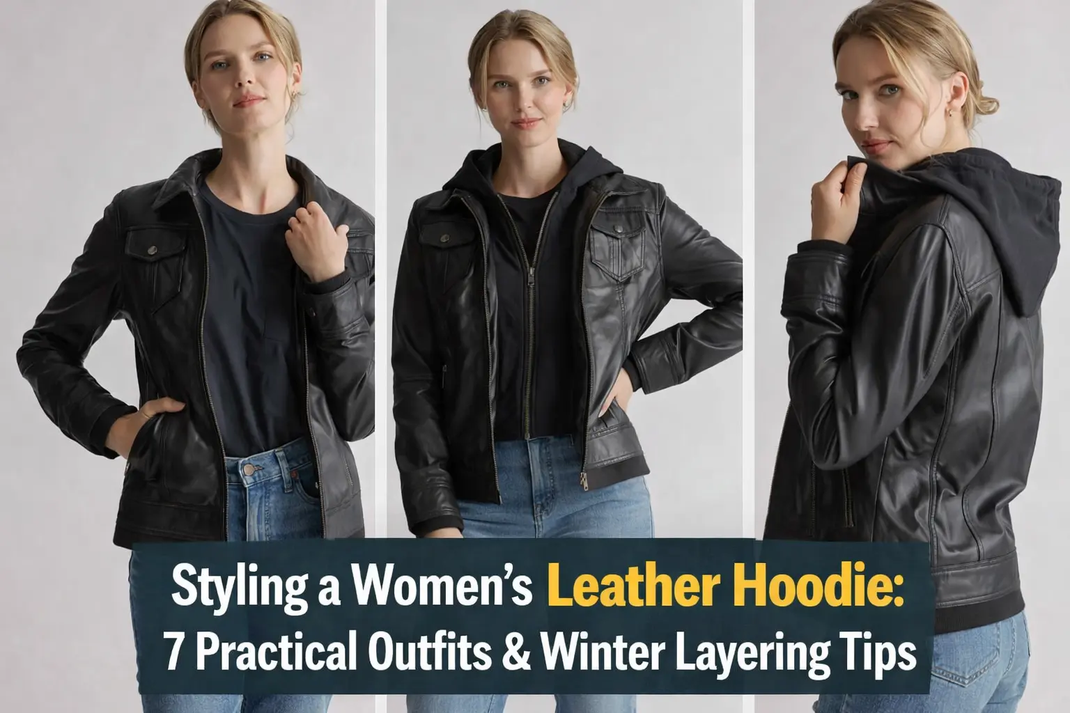 women’s leather hoodie